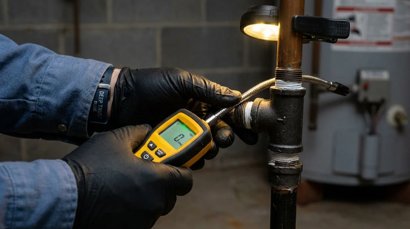 Gas leak detection with electronic sniffer by Johns Plumbing LLC in Sandwich